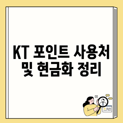 KT 포인트 사용처 및 현금화 정리