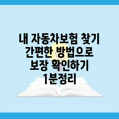 내 자동차보험 찾기 간편한 방법으로 보장 확인하기 1분정리