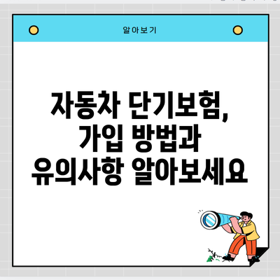 자동차 단기보험, 가입 방법과 유의사항 알아보세요