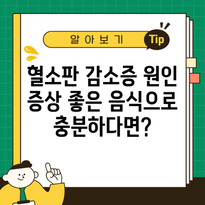 혈소판 감소증 원인 증상 좋은 음식으로 충분하다면?