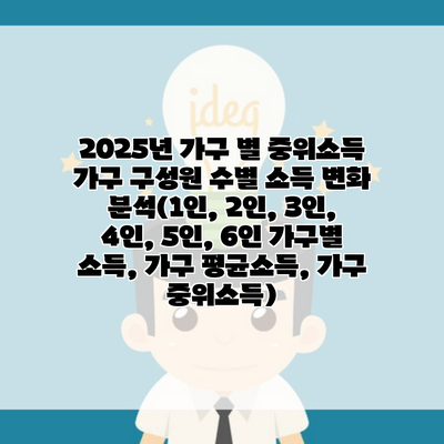 2025년 가구 별 중위소득 가구 구성원 수별 소득 변화 분석(1인, 2인, 3인, 4인, 5인, 6인 가구별 소득, 가구 평균소득, 가구 중위소득)