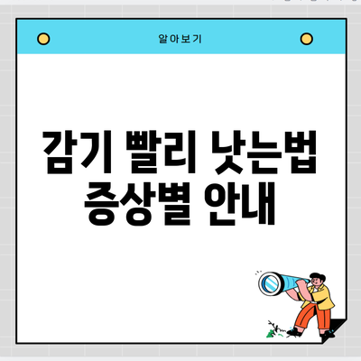 감기 빨리 낫는법 증상별 안내