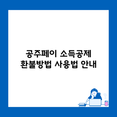 공주페이 소득공제 환불방법 사용법 안내