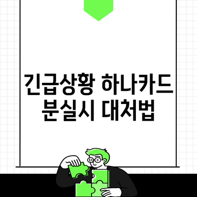 긴급상황 하나카드 분실시 대처법