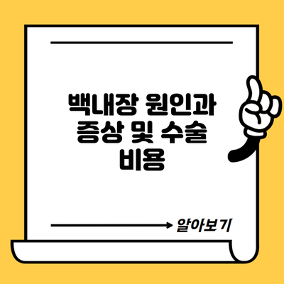 백내장 원인과 증상 및 수술 비용