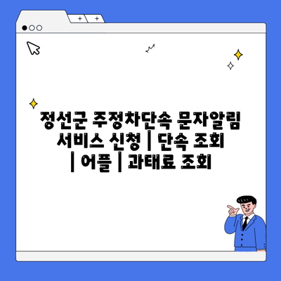 정선군 주정차단속 문자알림 서비스 신청 | 단속 조회 | 어플 | 과태료 조회