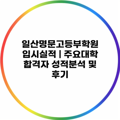 일산명문고등부학원 입시실적 | 주요대학 합격자 성적분석 및 후기