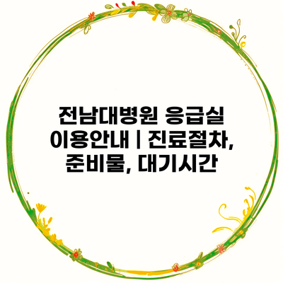 전남대병원 응급실 이용안내 | 진료절차, 준비물, 대기시간