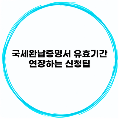 국세완납증명서 유효기간 연장하는 신청팁