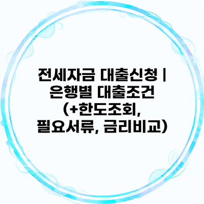 전세자금 대출신청 | 은행별 대출조건 (+한도조회, 필요서류, 금리비교)