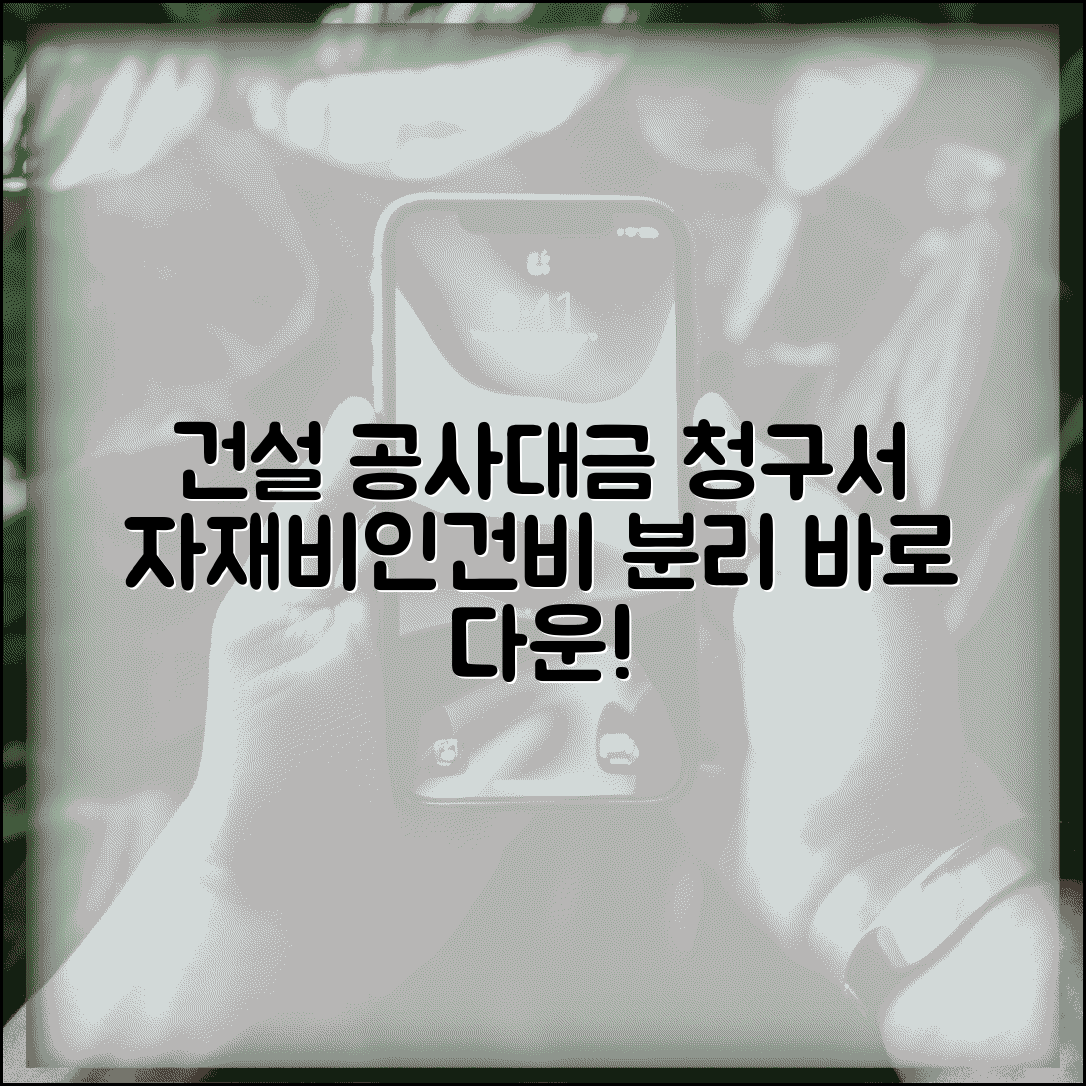 공사대금 청구서 양식 건설업 특화 | 자재비 인건비 구분