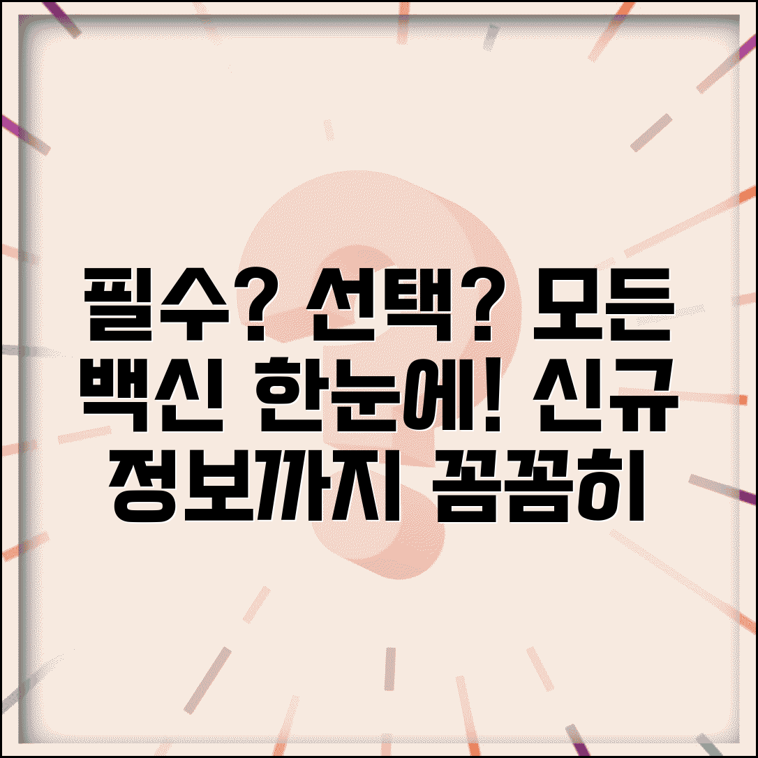 예방접종 종류 총정리 | 필수/선택 접종 구분 및 신규 백신 정보 총정리