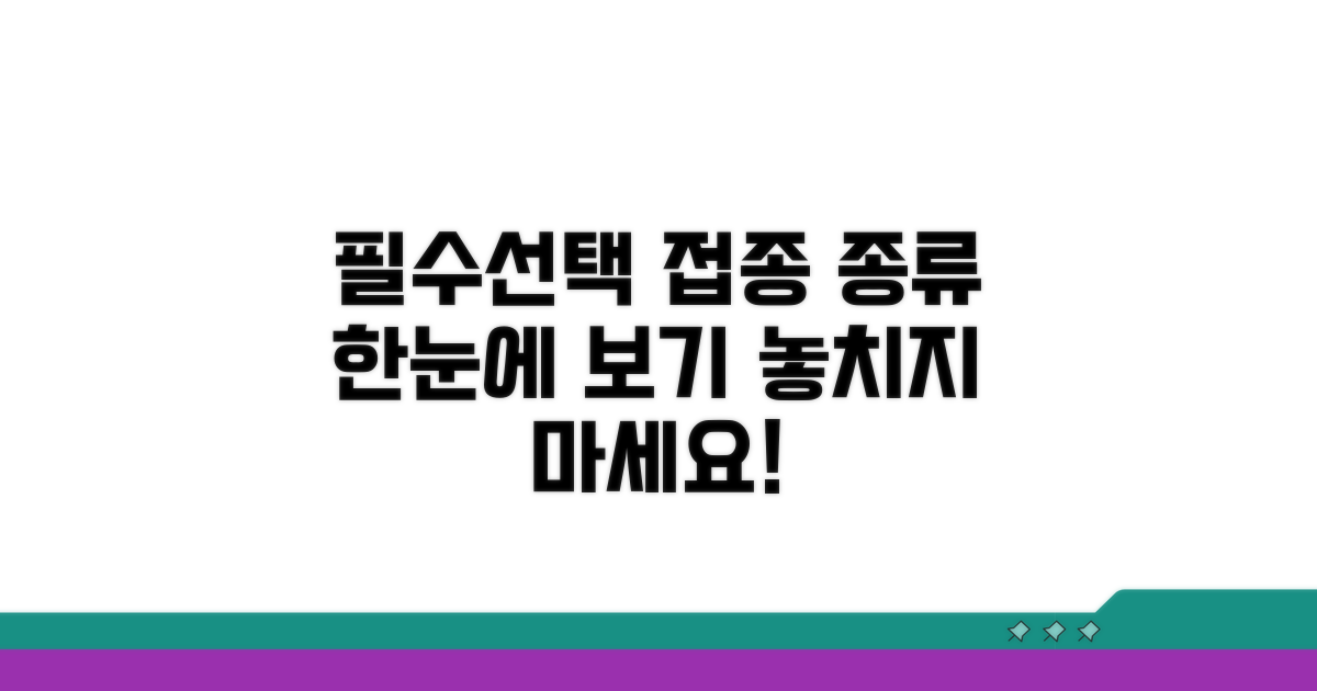 필수/선택 접종 종류 한눈에 보기