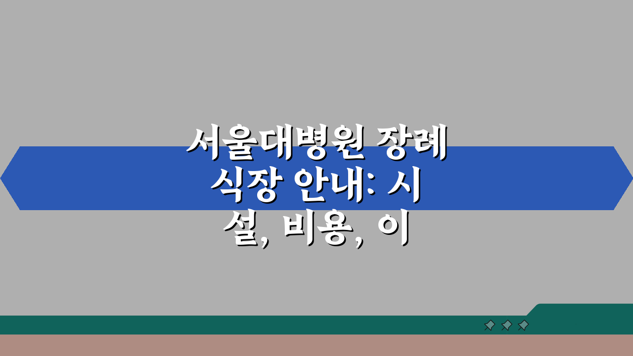 서울대병원 장례식장 안내: 시설, 비용, 이용절차 완벽 정리