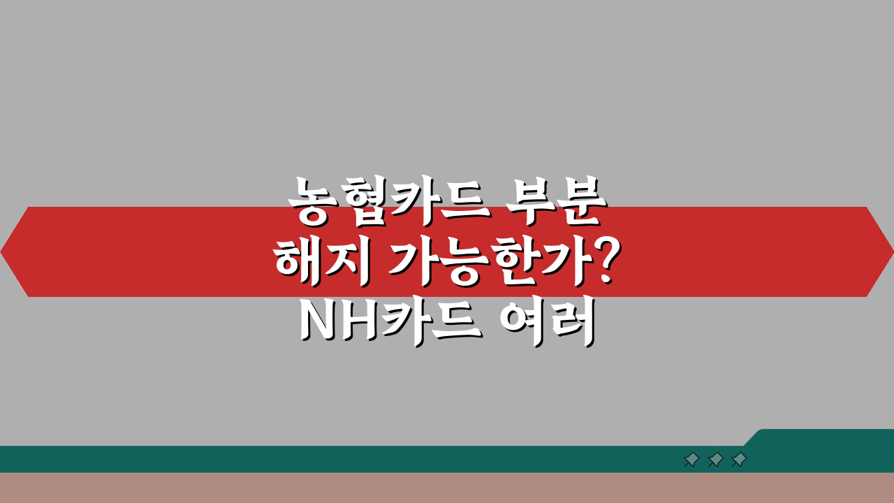 농협카드 부분 해지 가능한가? NH카드 여러 개 중 일부만 해지 핵심 정리