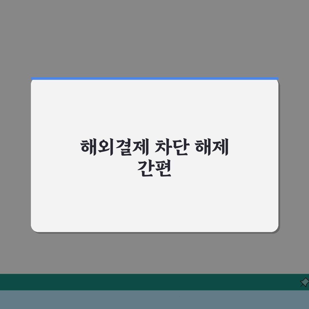 해외결제 차단 해제 카드사별 방법 | 앱/홈페이지/고객센터 해제절차 | 임시해제 설정 꿀팁